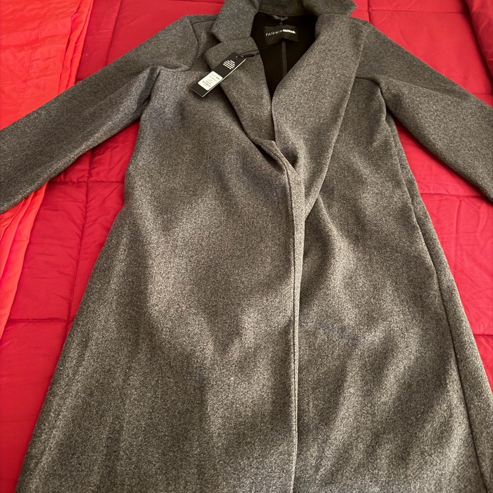 Fashion Nova Women's Charcoal Gray Long Trench Coat
